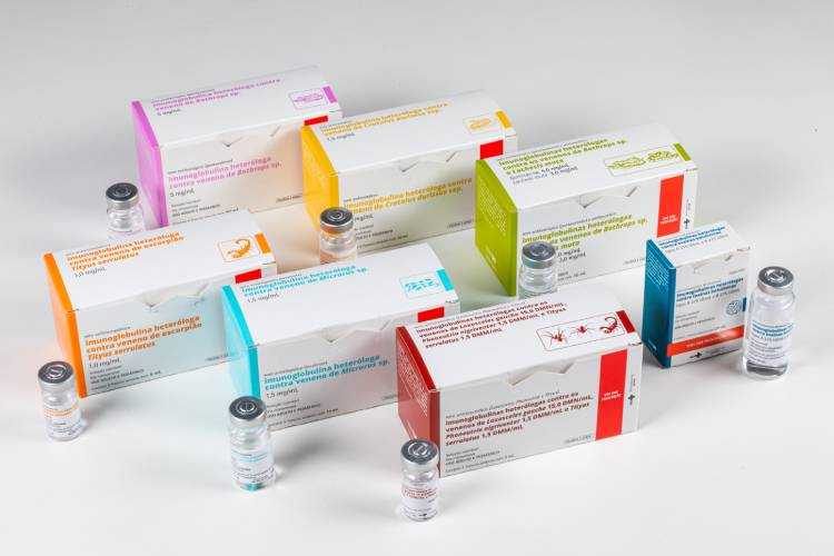 Novas embalagens de soro produzidos no Instituto Butantan