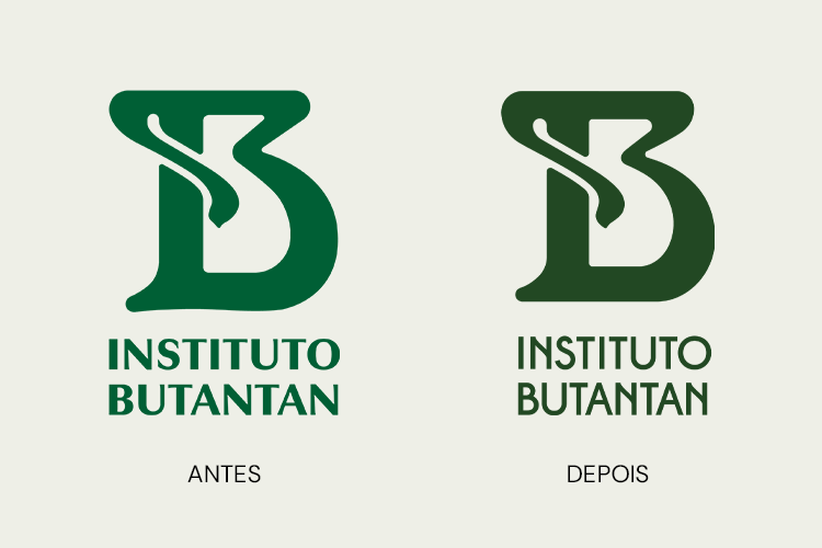 Logo antigo e logo atualizado do Instituto Butantan